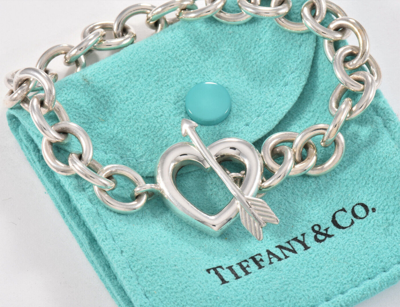 Vintage Tiffany & Co Sterling Silver Heart Arrow Toggle Vintage Tiffany & Co Sterling Silver Heart Arrow Toggle
