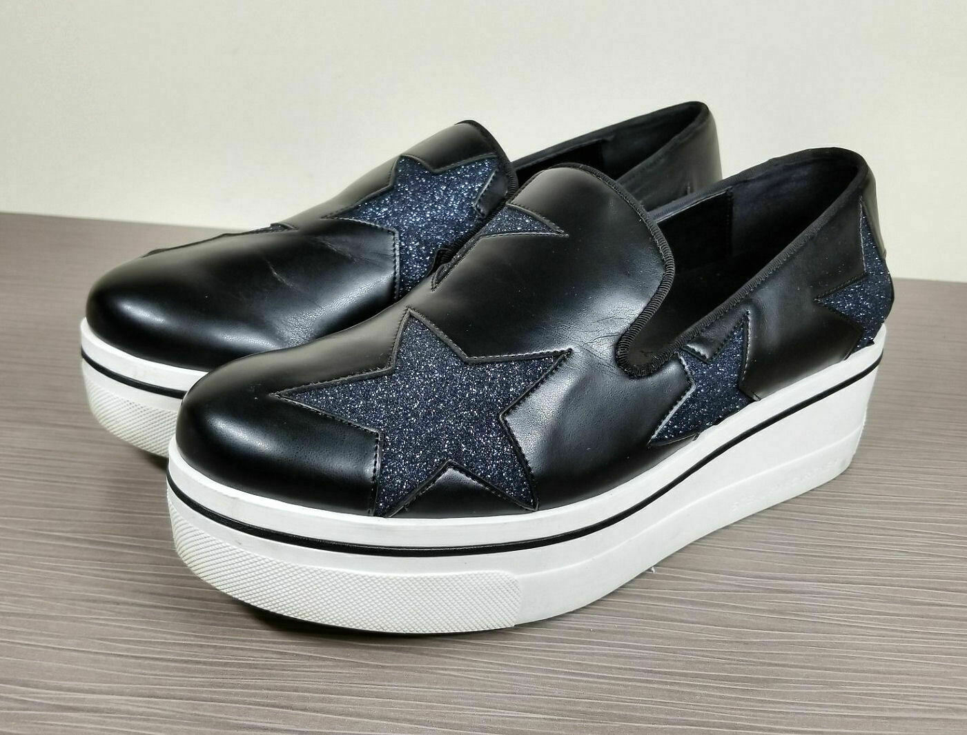 Stella McCartney Binx Stars Slip-On Platform Sneaker,Black, Womens Size 10 / 40
