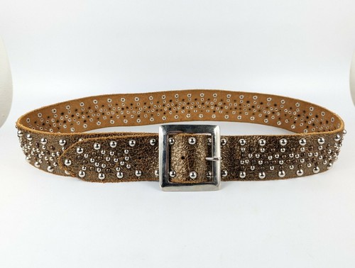 Black & Brown London studded brown leather belt - large Brown And Black London” Leather Belt W M jeweled And  main image 3