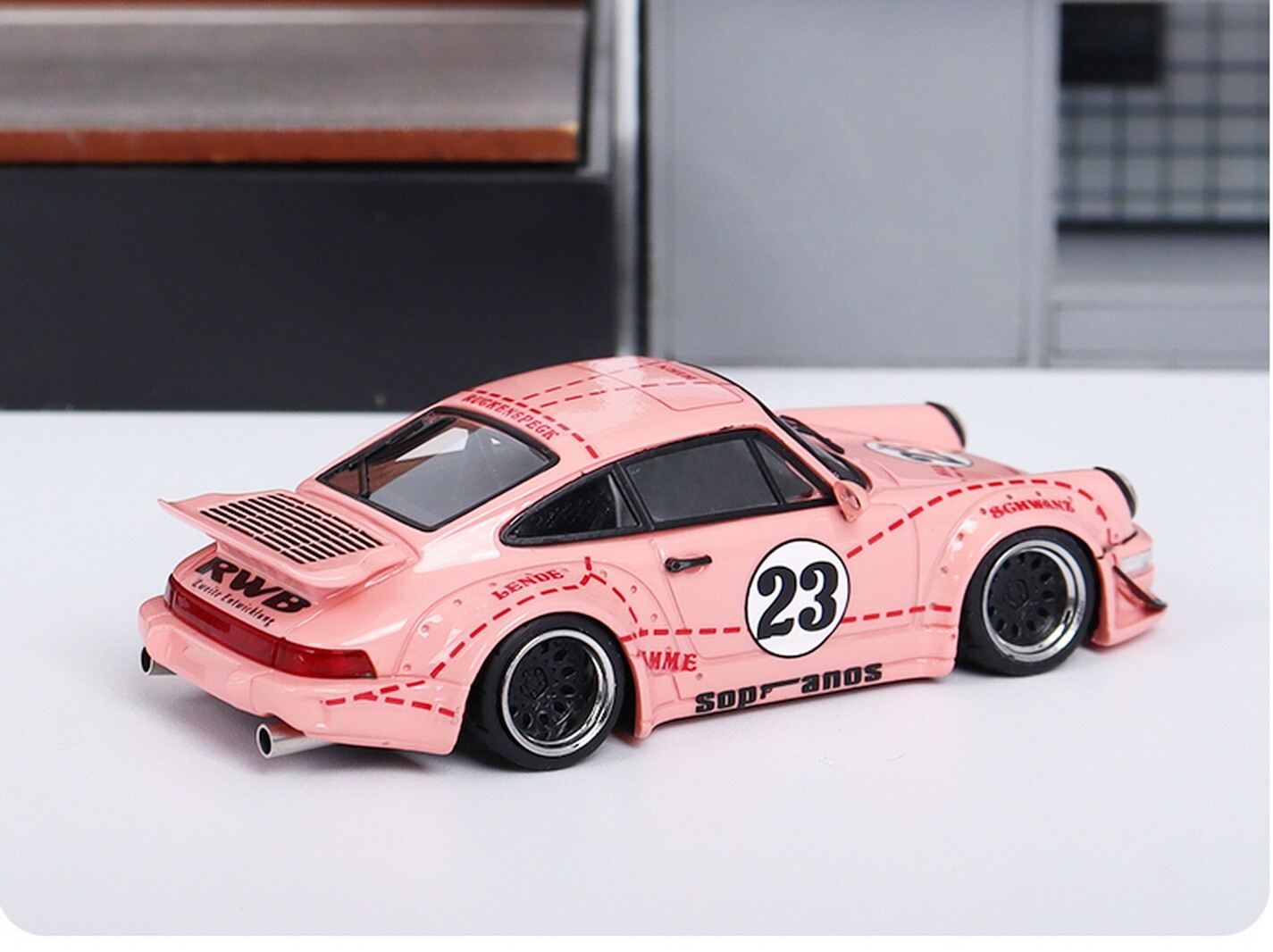 SH 1/64 Scale Porsche 964 RWB RAUH-Welt Pink Resin Car Model