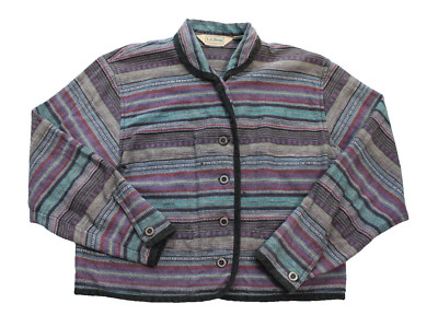 Vintage 90s LL Bean Women's Small Multicolor Woven Tapestry Southwestern Jacket