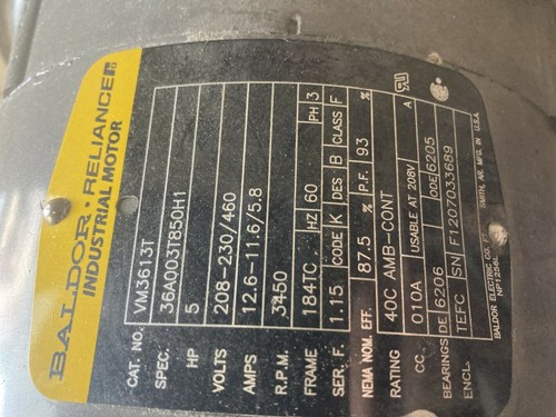 Oneida Air Systens High Vacuum Cyclone Dust Collector w/o Collection Tank 5hp,