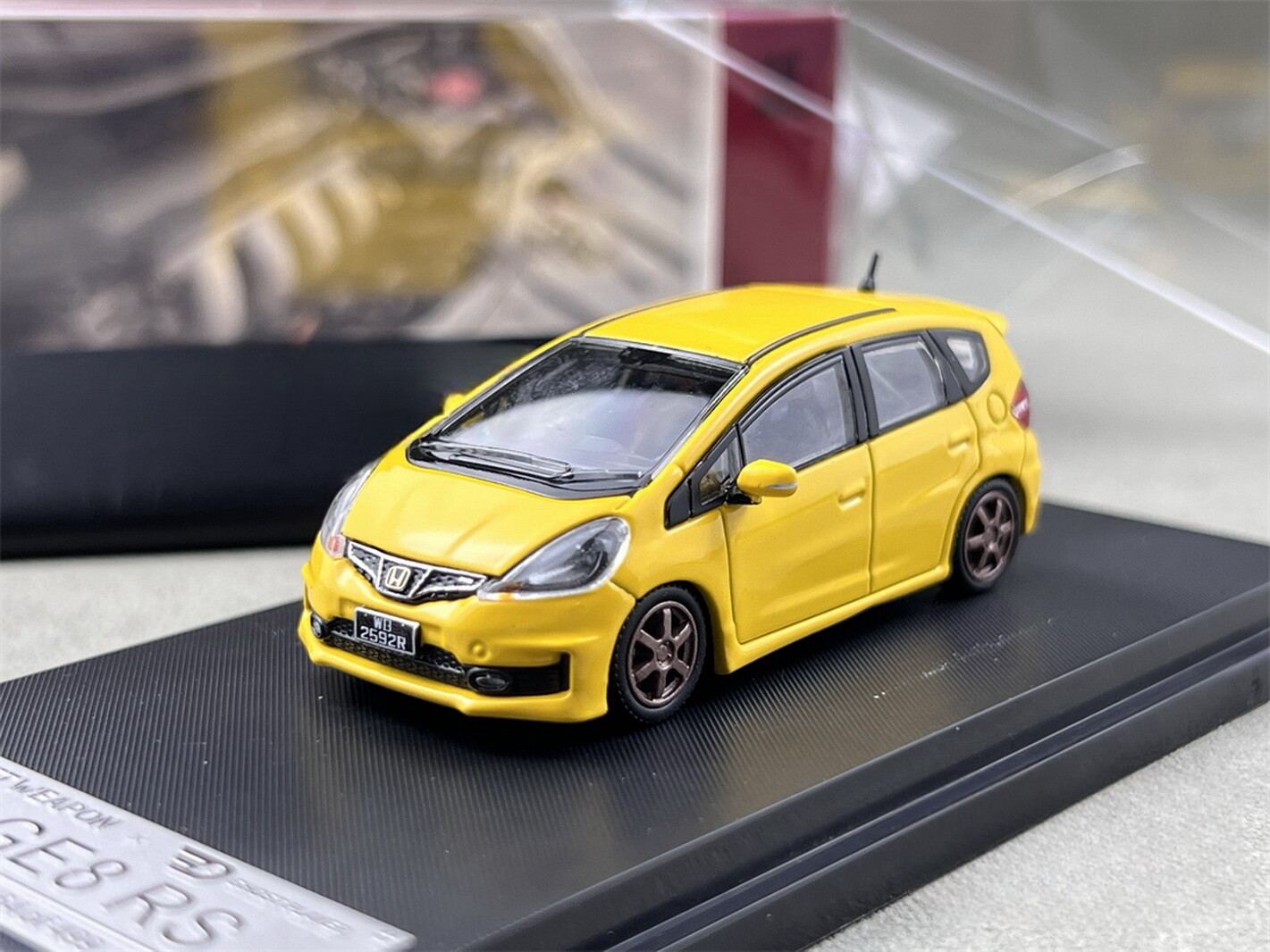 ホンダ フィット ミニカー イエロー SW 1/64 Scale Honda Fit GE8 RS Yellow Diecast Car Model Toy