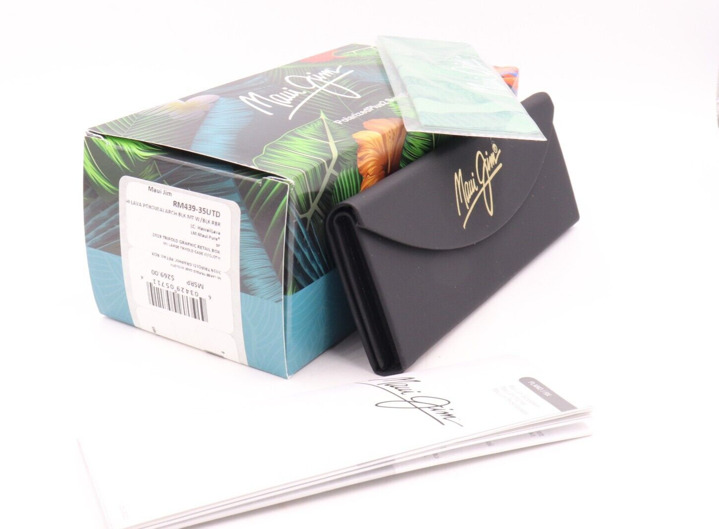 Pre-owned Maui Jim Pokowai Arch Matte Black Hawai Lava Sunglasses Rm439-25utd $269 In Red