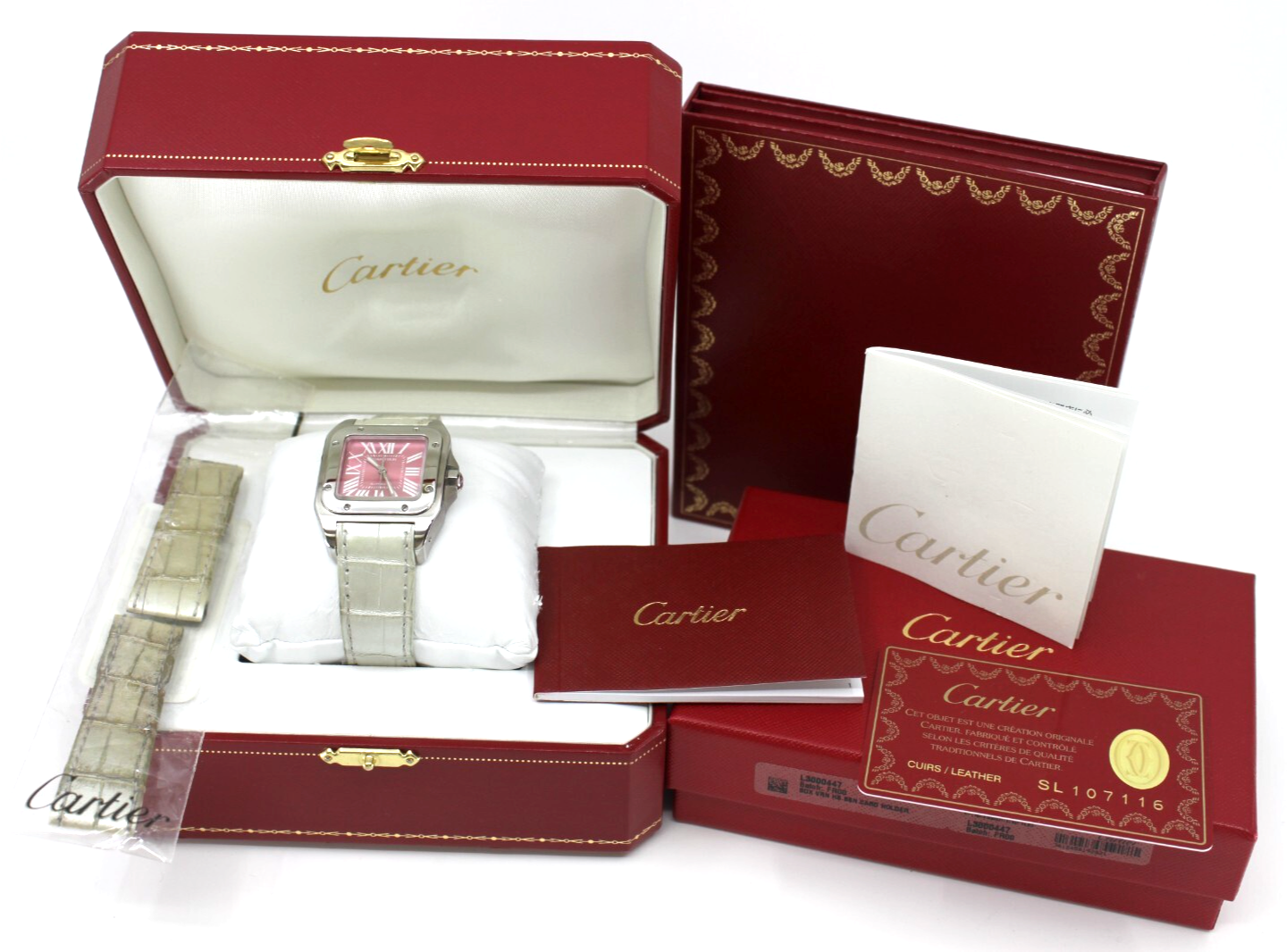 Cartier Santos 100 MM Automatic Pink Dial SS Limited Edition