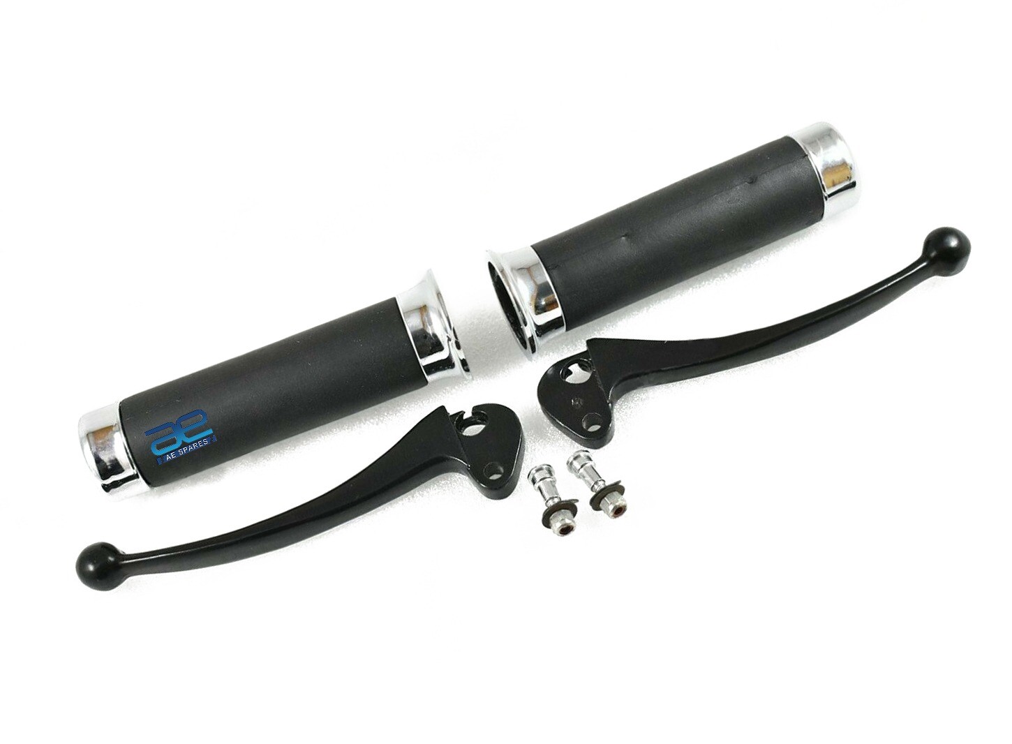 VESPA LML STAR STELLA PX Handle Grip Set Chrome Cap + Clutch Brake Lever  