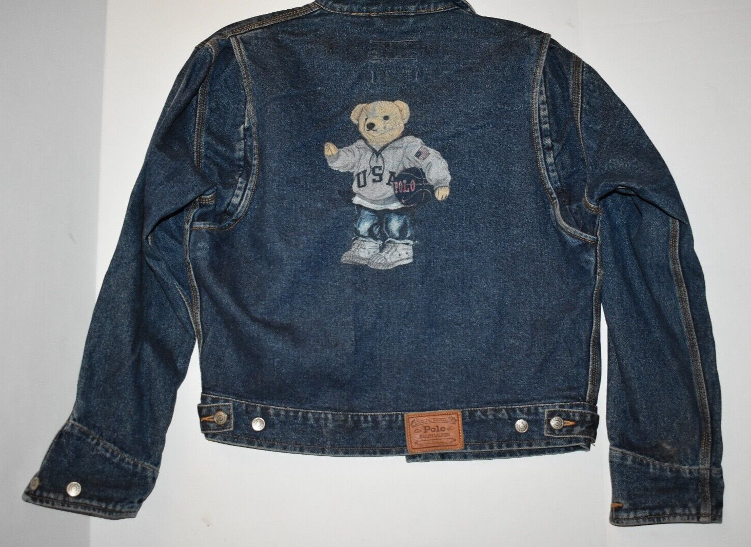 Vintage Polo Bear Ralph Lauren Denim Coat Jacket Size Medium