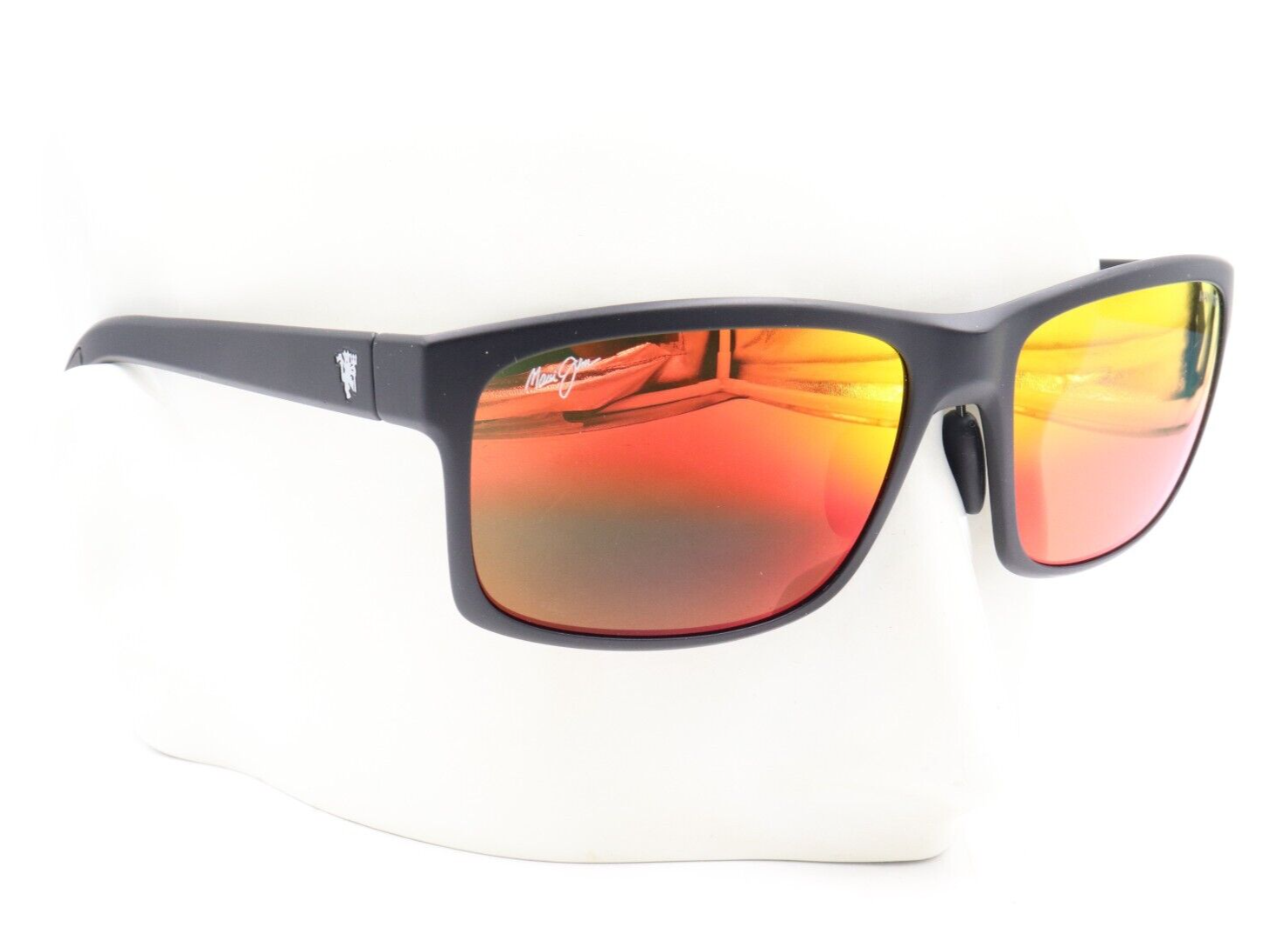 Pre-owned Maui Jim Pokowai Arch Matte Black Hawai Lava Sunglasses Rm439-25utd $269 In Red
