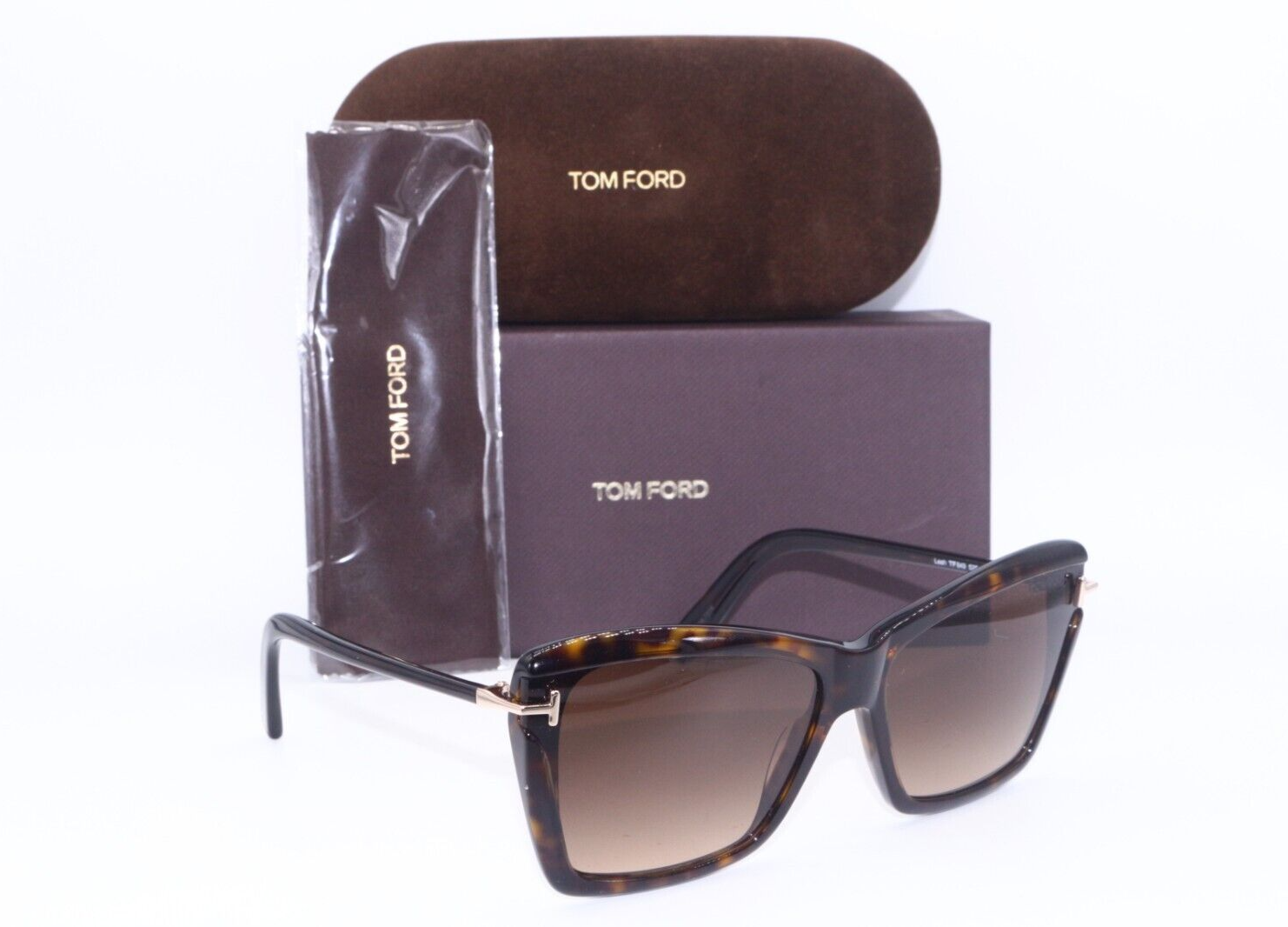 Pre-owned Tom Ford Tf 849 52f Leah Havana Gold Gradient Authentic Sunglasses 64-15 In Brown