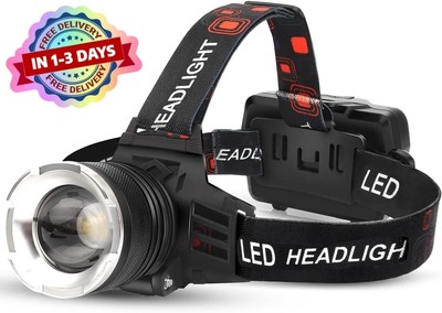 Linterna Recargable Brillante LED Lampara de Cabeza Impermeable USB Zoom 5 Modos