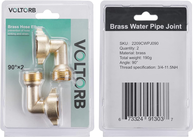 90-Degree Hose Elbow 3/4" Garden Hose Connector Solid Brass Adapter for RV Water