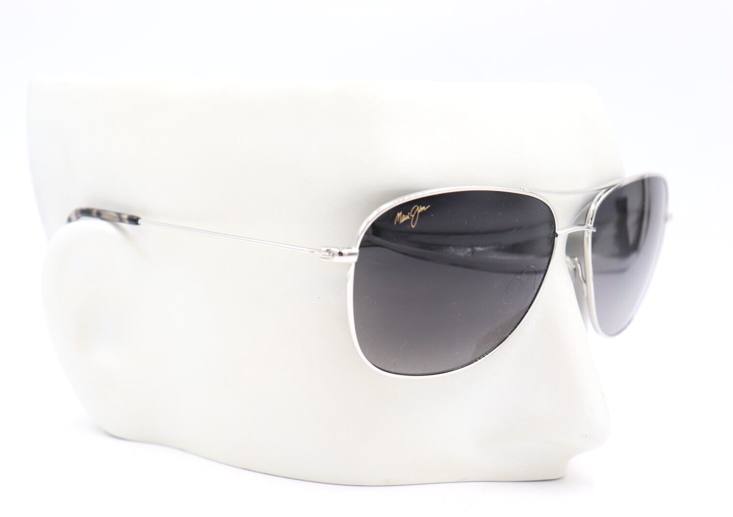 Pre-owned Maui Jim Gray Cliff House Silver Aviator Polarized Sunglasses Gs247-17 $319