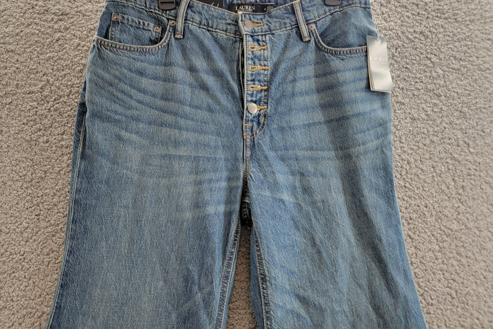 Lauren Ralph Lauren High-Rise Flare Jeans Womens 12 Dusk Indigo Denim Button Fly - Picture 3 of 18