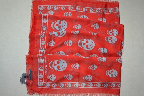 Alexander McQueen Womens Red Skull Scarf Brand New | eBay