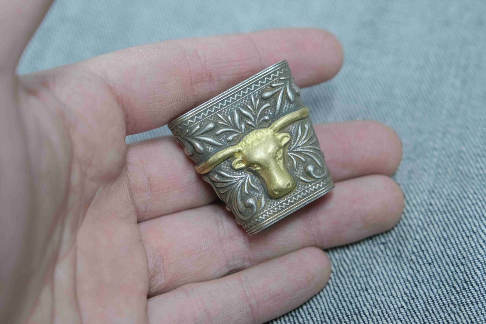 RRL Double RL Solid Brass Silver Oxidized Finishing Scarf