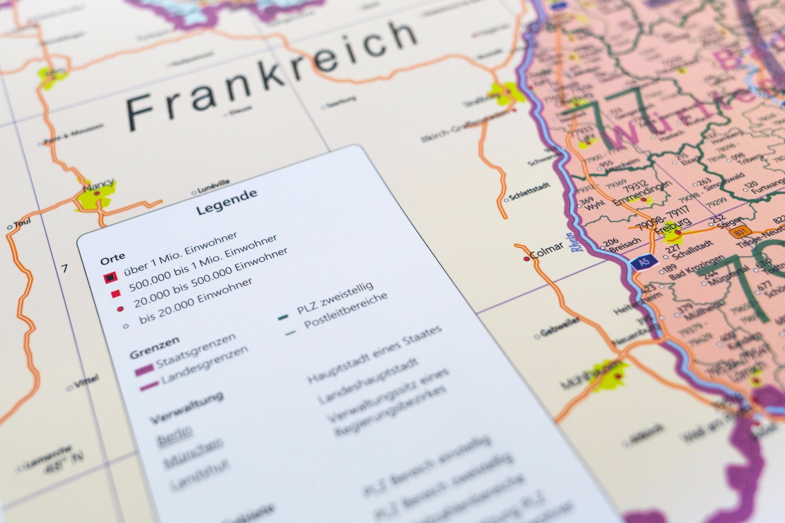 Postleitzahlenkarte PLZ Deutschland mit Bundesländern Wand Karte Poster A0