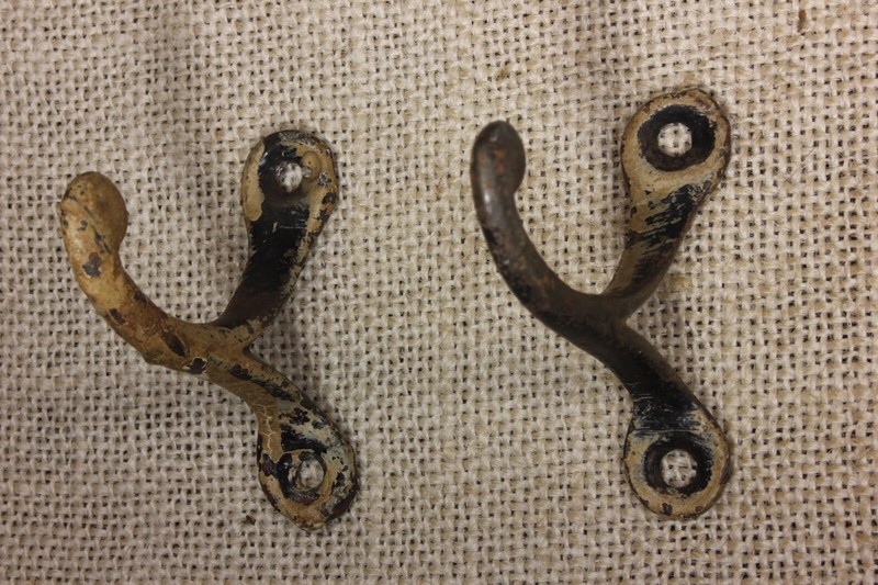 2 Old Single Coat Hooks 2 1 8 Farm School House Wardrobe Paint