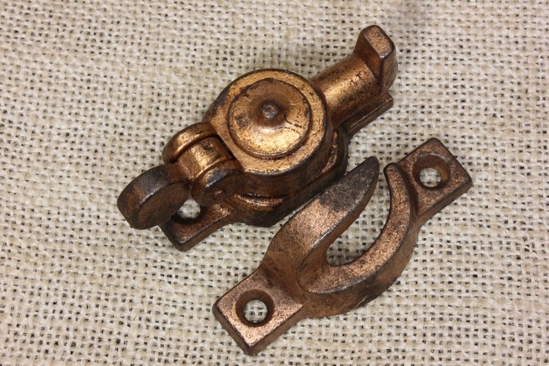 Window Sash Lock Teapot top rustic copper cast iron OLD vintage screws 1880’s