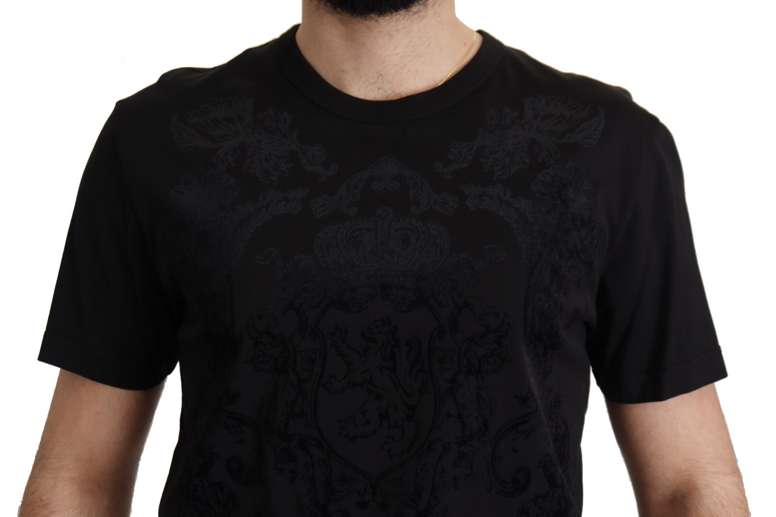 Pre-owned Dolce & Gabbana T-shirt Black Dg Baroque Cotton Crewneck It52 /us42 /xl Rrp $600