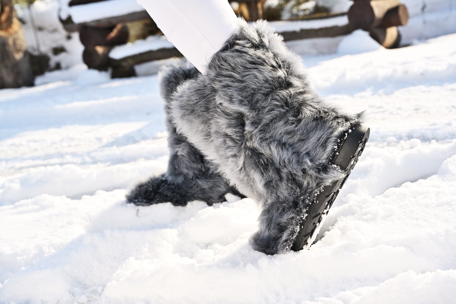 Pre-owned Toscana Genuine  Fur High Boots,mouton Eskimo Winter Boots For Women Yeti Boots In Gray
