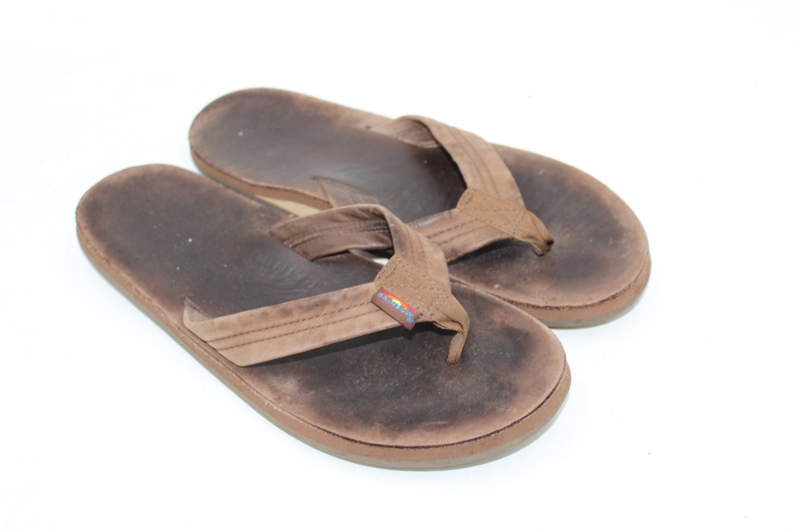 【2plan】Mid hoop leather flip flops RAINBOW Sandals Flip Flops Brown Unisex 11.25