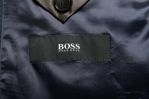 Pre-owned Hugo Boss Men's "johnstons5/lenon1" Regular Fit Plaid 100% Wool Two Button Suit In Blue/dark Blue