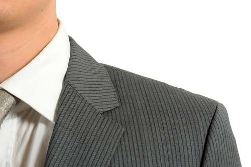 Pre-owned Hugo Boss "kings/central_1" Men's 100% Wool Striped Gray Two Button Suit