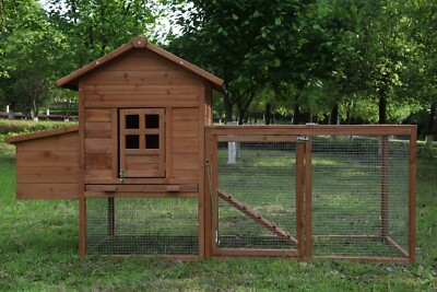 80'' Chicken Coop for 2-4 Chickens Outdoor Wooden Hen House Poultry Pet Hutch