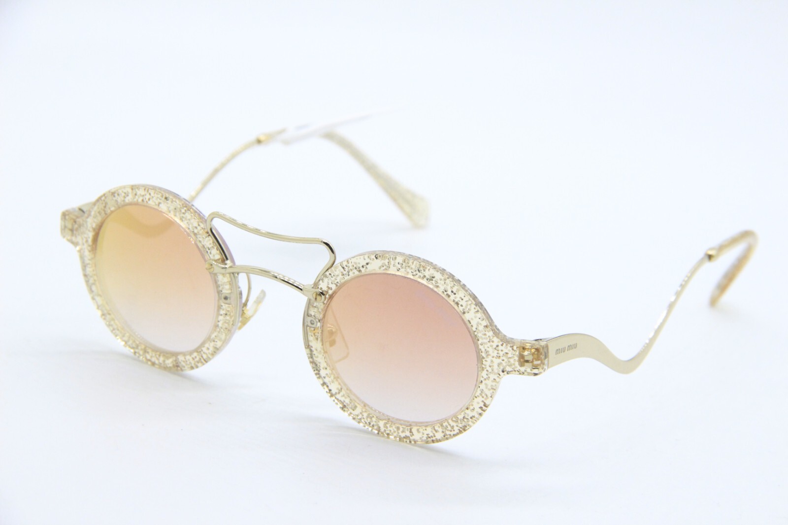 NEW MIU MIU SMU 02V 155-AD2 GOLD AUTHENTIC SUNGLASSES 39-26