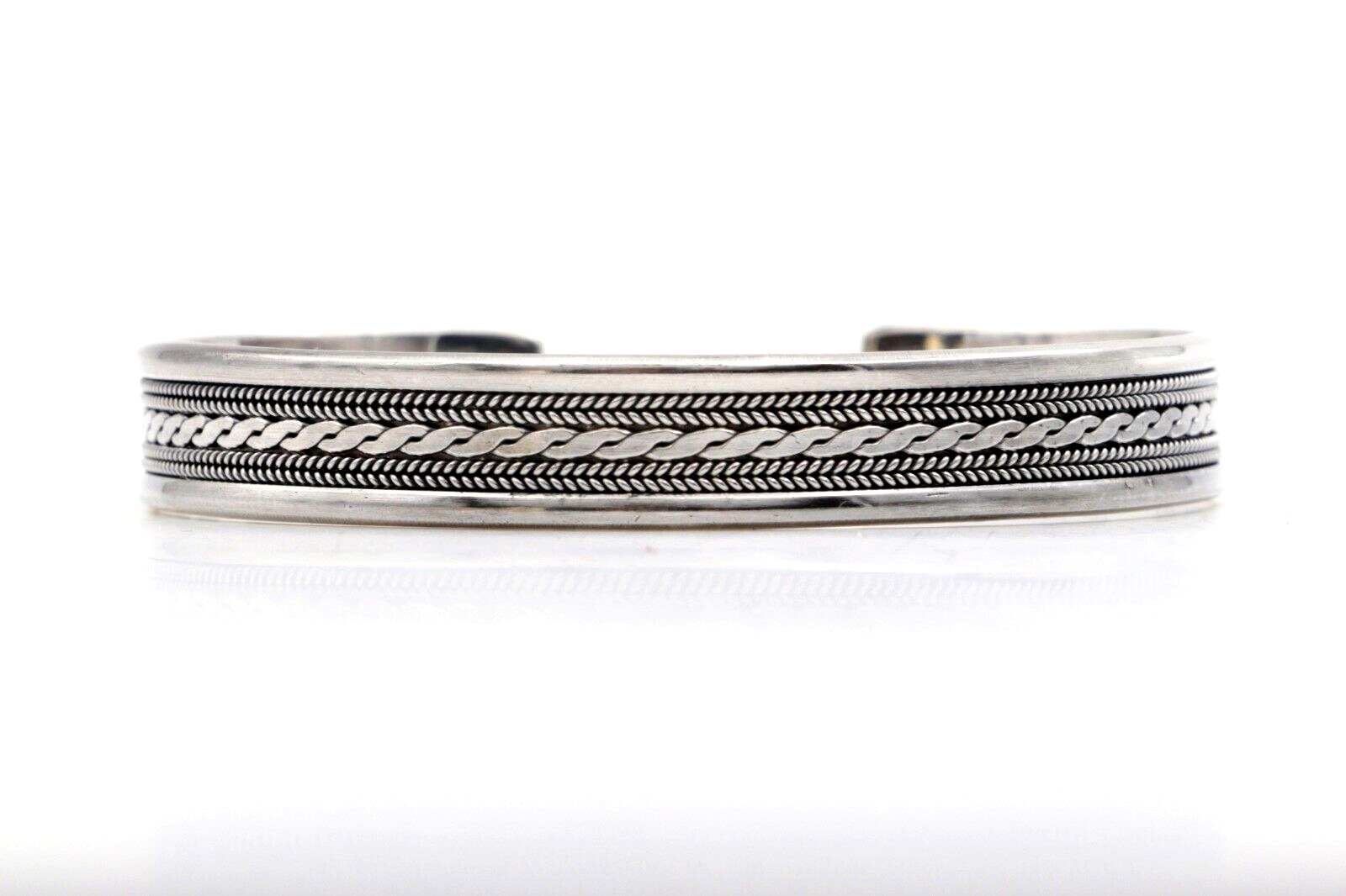 CELTIC-WEAVE ADJUSTABLE 10MM OPEN-CUFF BANGLE SOLID 925