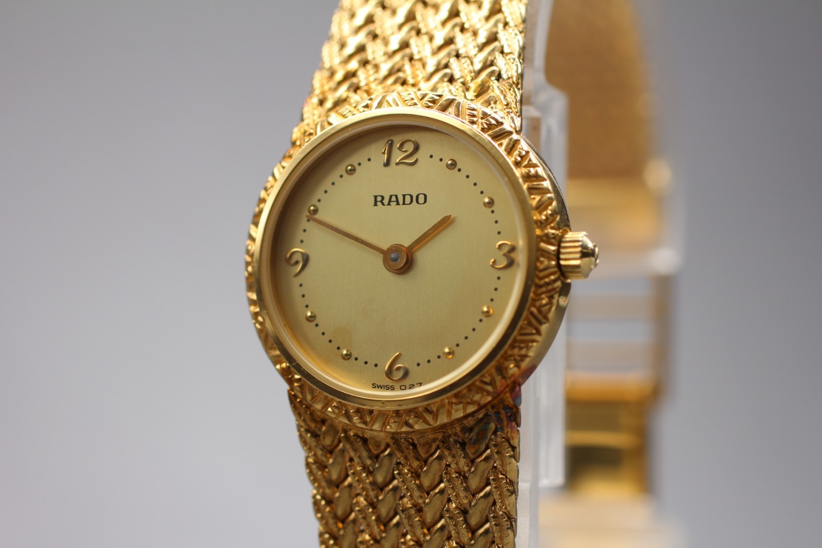 Near MINT ] Vintage RADO 204.3613.2 Gold Dial Round Quartz Women's