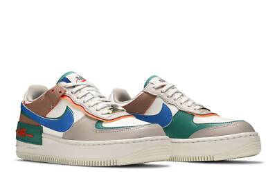 Pre-owned Nike Wmns Air Force 1 Shadow 'sail Signal Blue Green' Ci0919-109 In Sail/signal Blue/green Noise/cream
