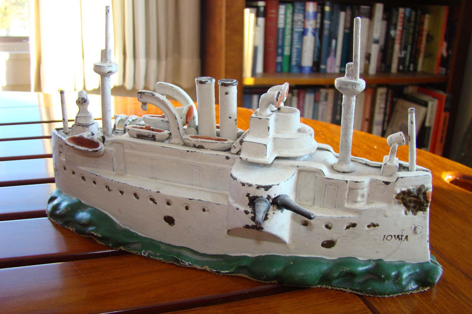 RARE USS IOWA DREADNOUGHT CAST IRON TOY BANK