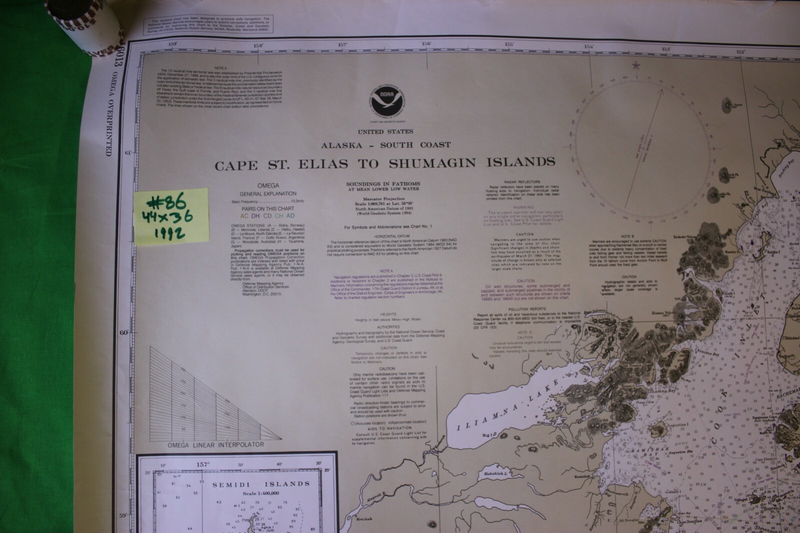 Alaska - Cape St. Ellas / Shumagin 44x36 Vintage 1992 Nautical Chart/Map 2 Sided