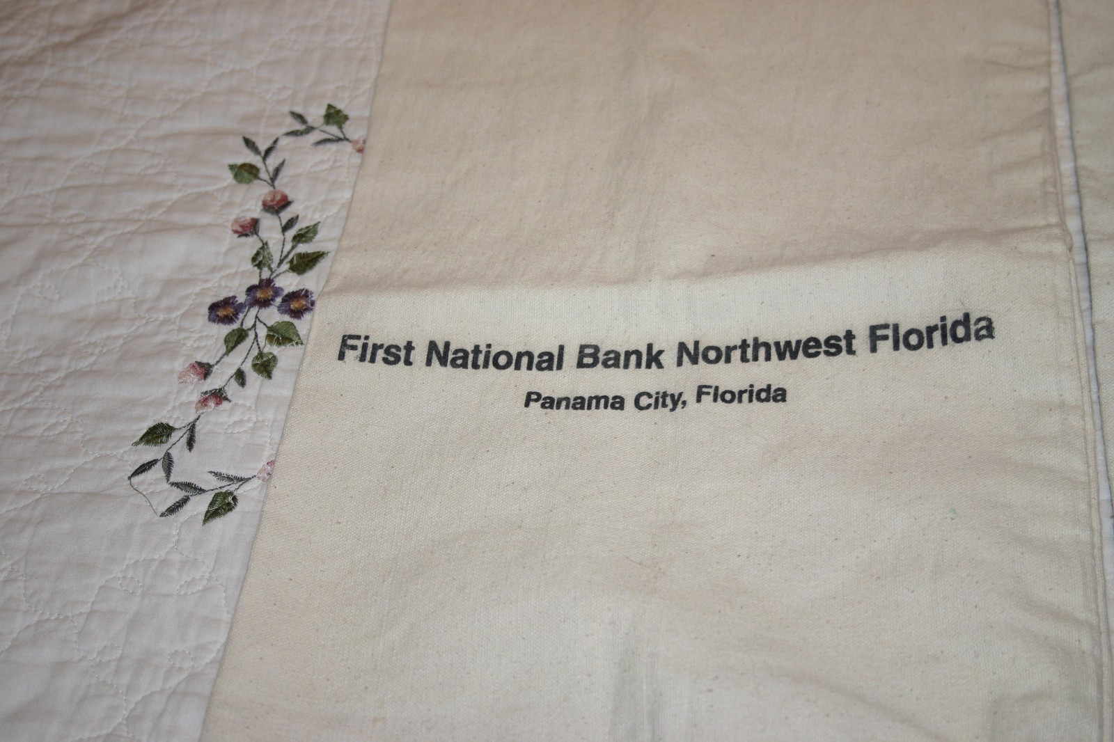 Lot of 2 Vintage Canvas Bank Bags First National Bank NW FL Panama City Florida