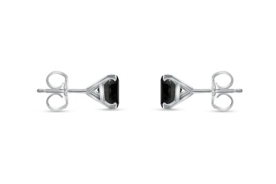 Pre-owned Shine Brite With A Diamond 1.75 Ct Princess Black Earrings Studs Solid 14k White Gold Push Back Martini In White/colorless