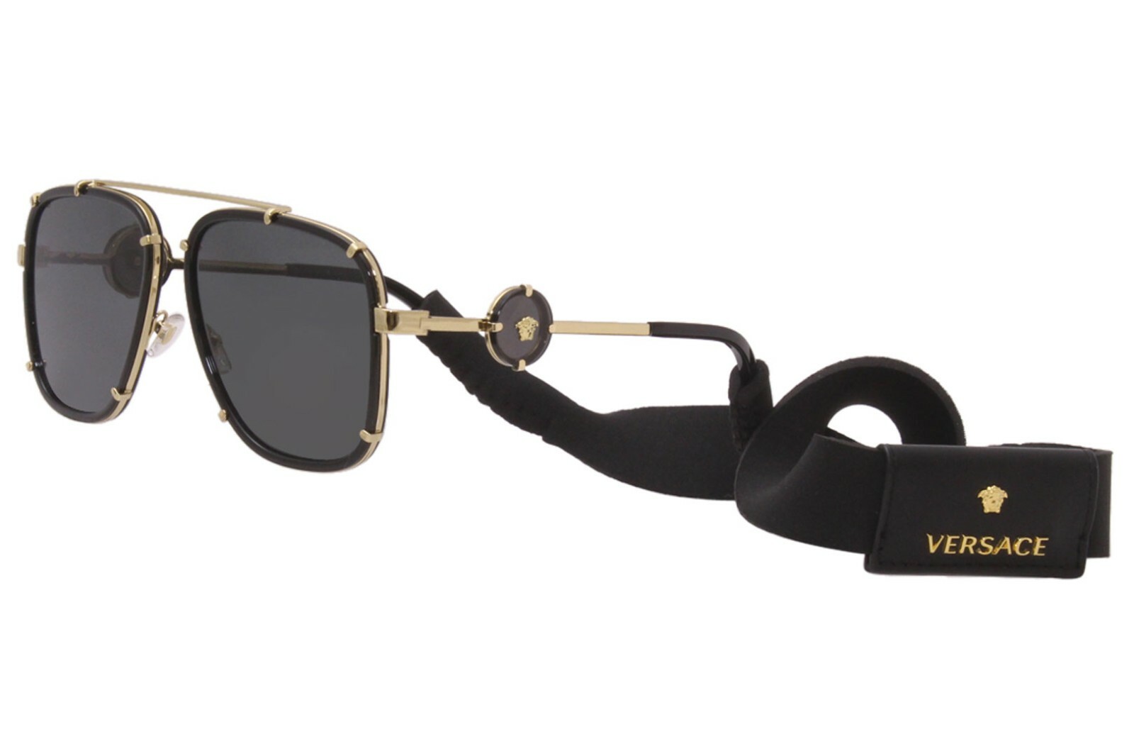 Pre-owned Versace Ve 2269 Black/dark Grey (1433/87) Sunglasses In Gray