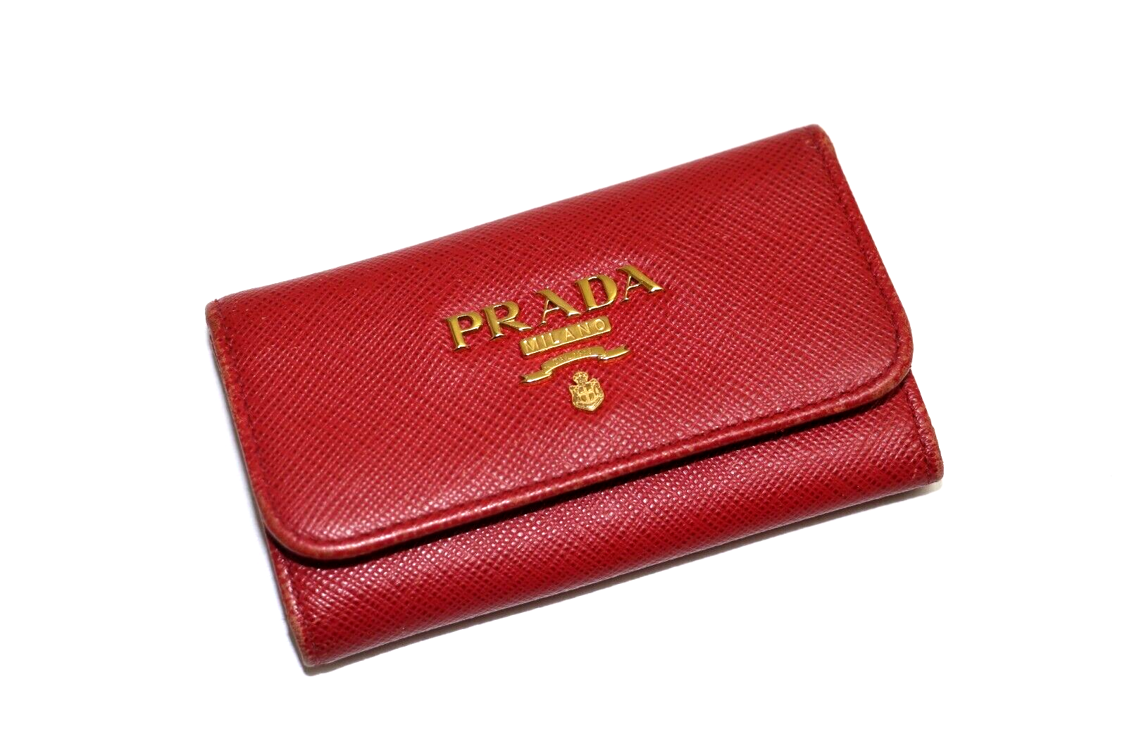 Prada Saffiano Leather Red Key Holder Wallet