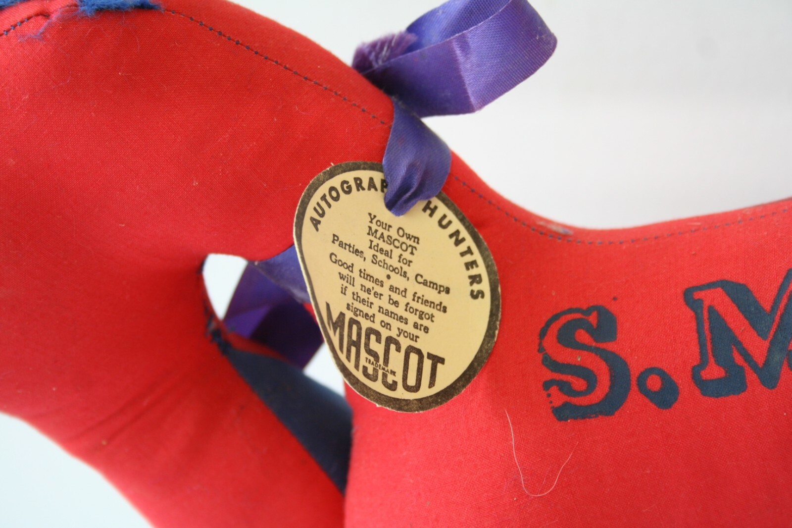 Rare Vintage 1940's SMU University Mascot Autograph Hunters Peruna Mustang Plush