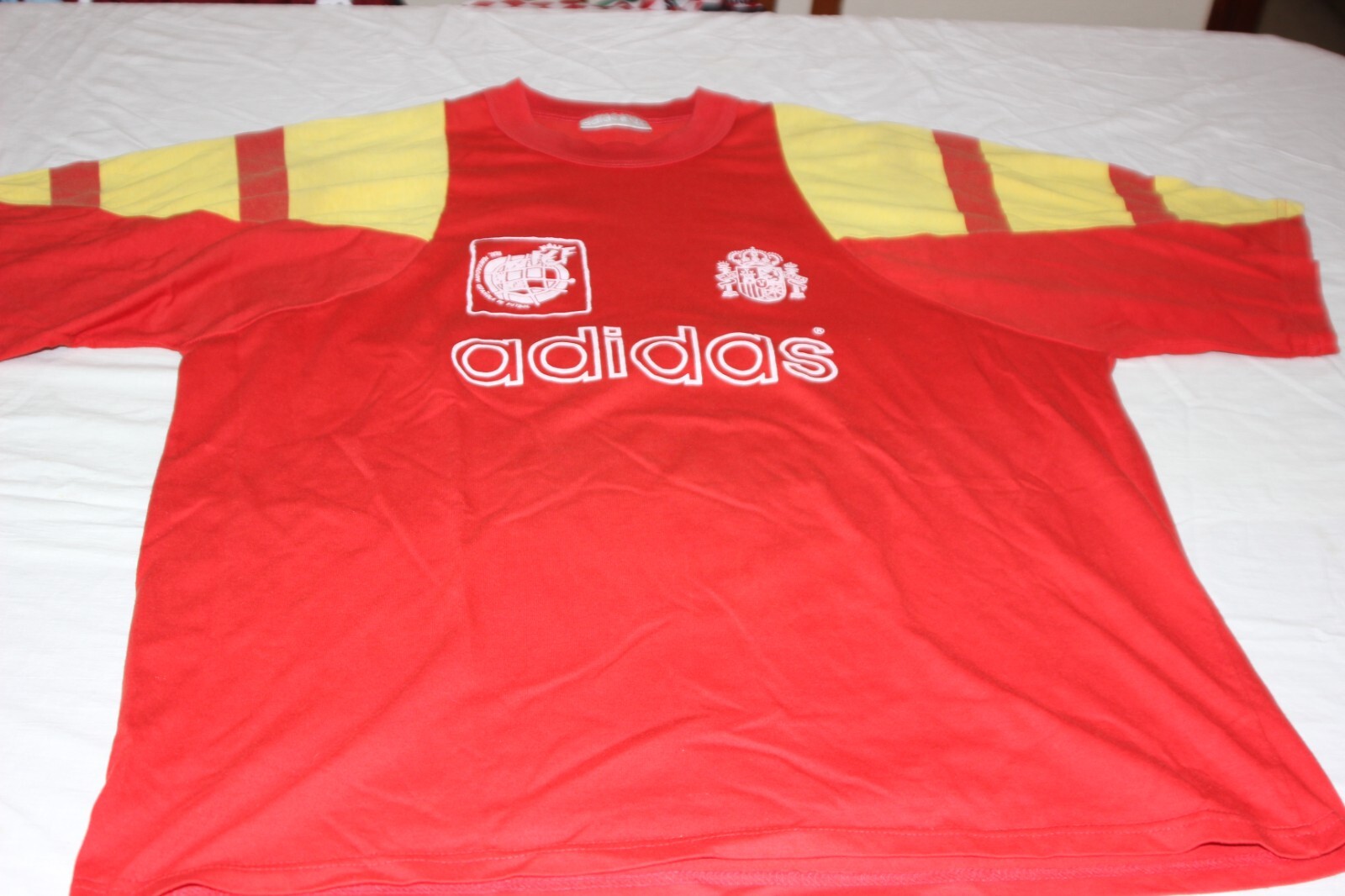 adidas／90S Spain Game Shirt Official Vintage Football T-Shirt 90s Cotton Spain National