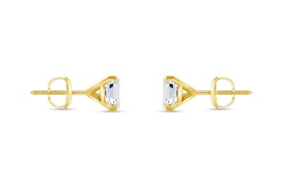 Pre-owned Shine Brite With A Diamond 1.75 Ct Princess Cut Earrings Studs Solid 14k Yellow Gold Screw Back Martini In White/colorless