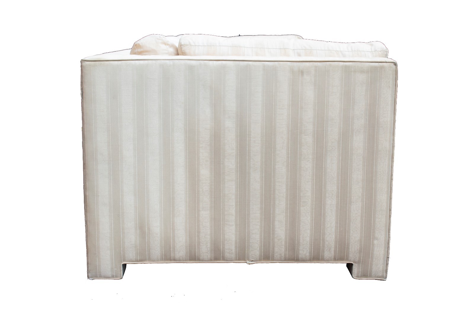 Elegant Parsons Sofa by John Widdicomb in Silk Stripe 96 W 36 D 27 H on Casters