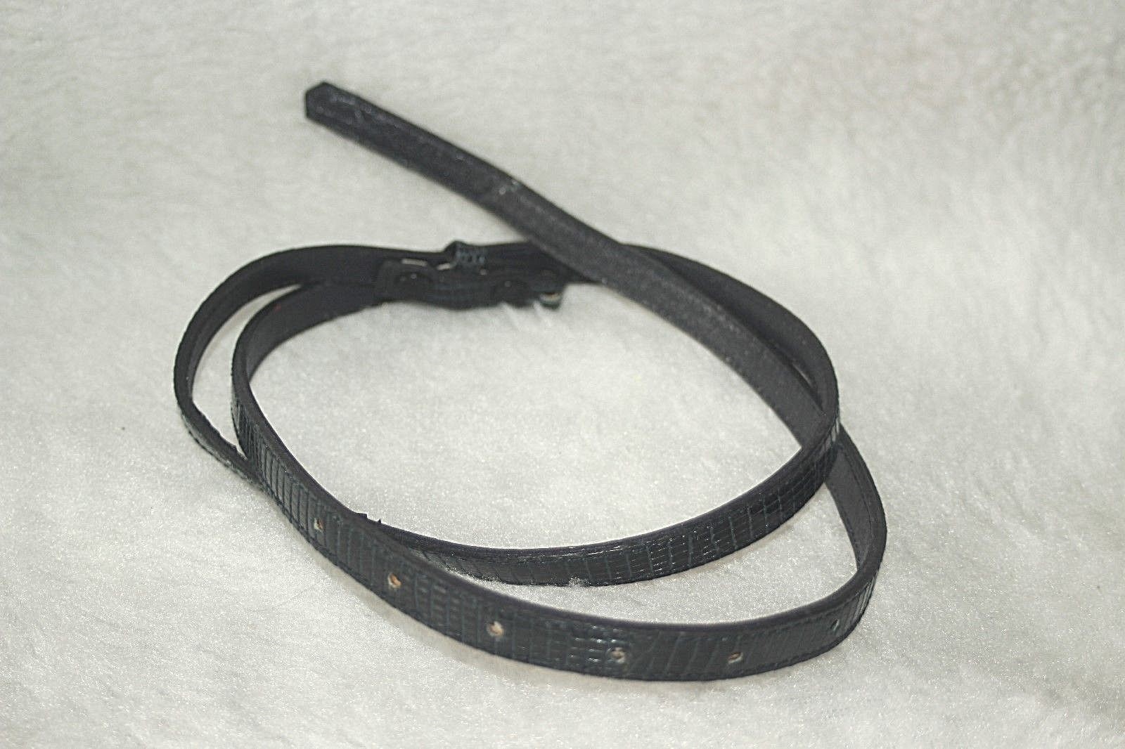 ALEXIS KIRK ~ VINTAGE ))) NEW )))  Black Genuine Reptile Thin Belt Strap
