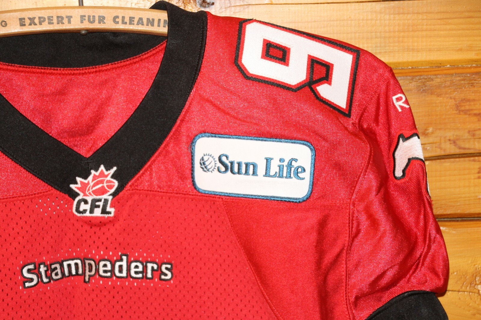 CFL Calgary Stampeders Game Worn Red Football #99 Corey Mace Jersey Very Nice +