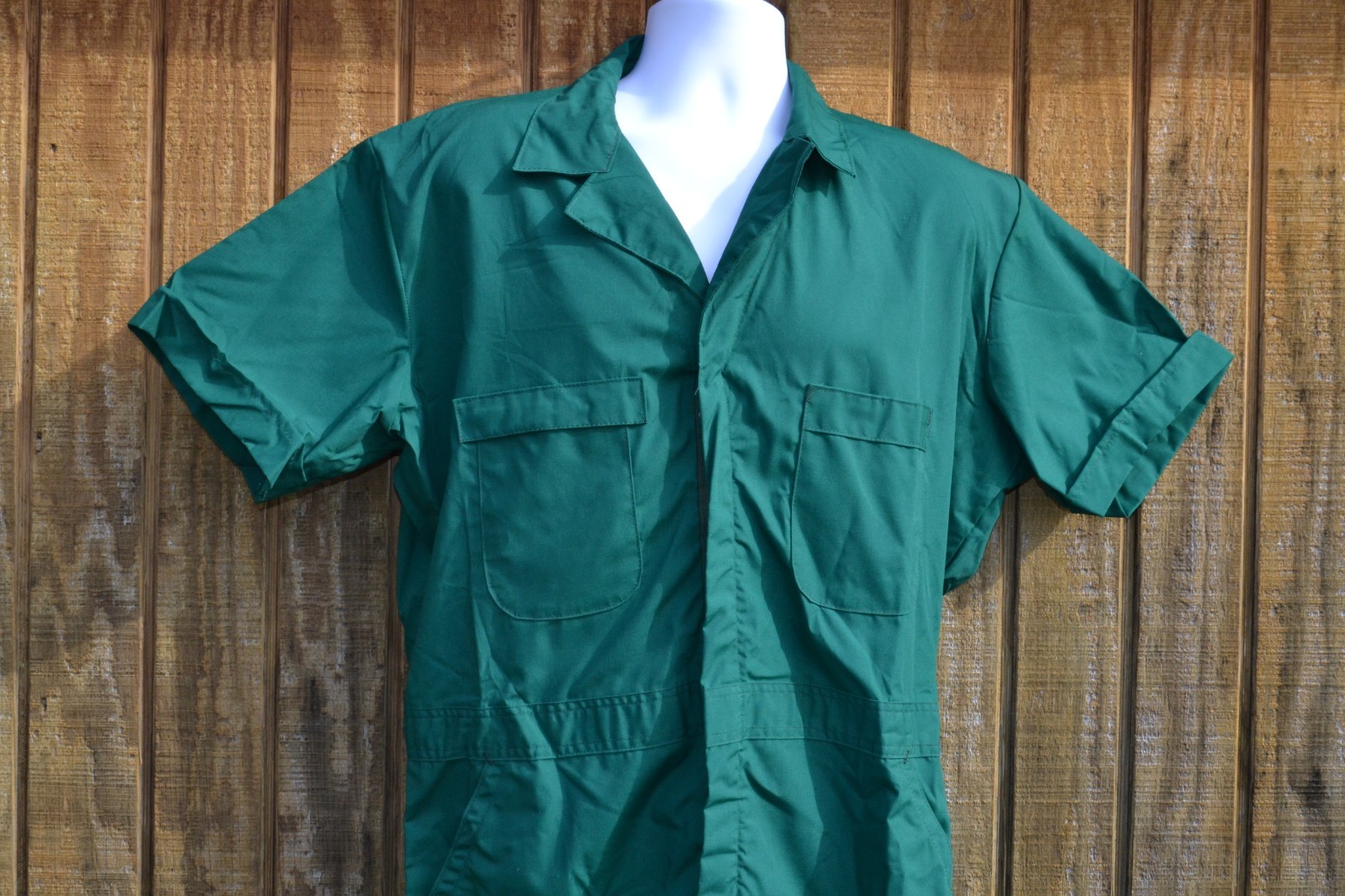 Vtg 1970s WRANGLER Blue Bell Short Sleeve Coveralls Shop Work, Green Large NOS