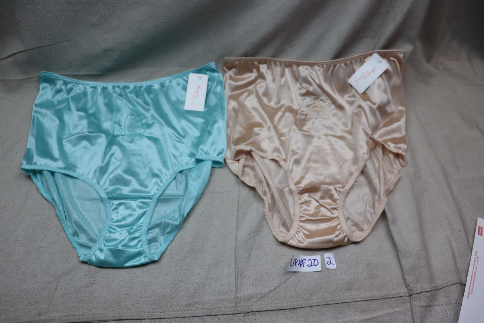 Vintage NYLON Panties Fashions By Teri Sz 10 Teal Tan  Pin-Up Retro Embroidered