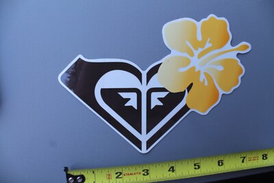 Roxy Surfboards Quiksilver Black Orange Flowers OG V62A Vintage Surfing STICKER