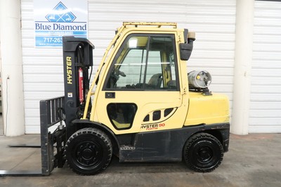 Hyster H90FT, 9,000# Pneumatic Tire Forklift, LP Gas, 4 Way, S/S & F/P, Cab
