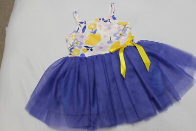 Infant 0-6 months tutu dress blue/purple/yellow flowers lemons NEW