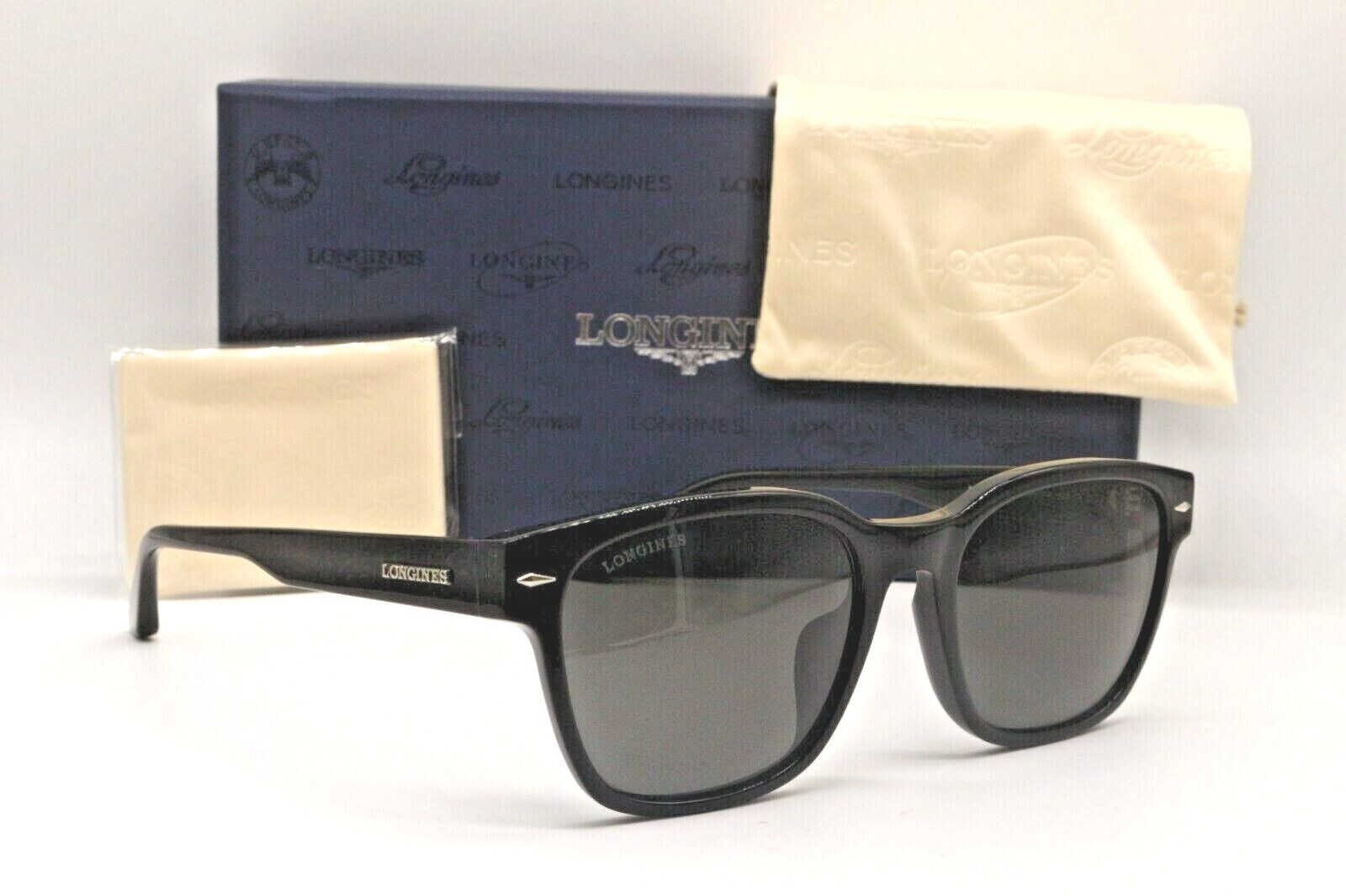 Pre-owned Longines Lg 0015-h 01a Black With Zeiss Grey Lens Authentic Sunglasses 56-19 In Gray